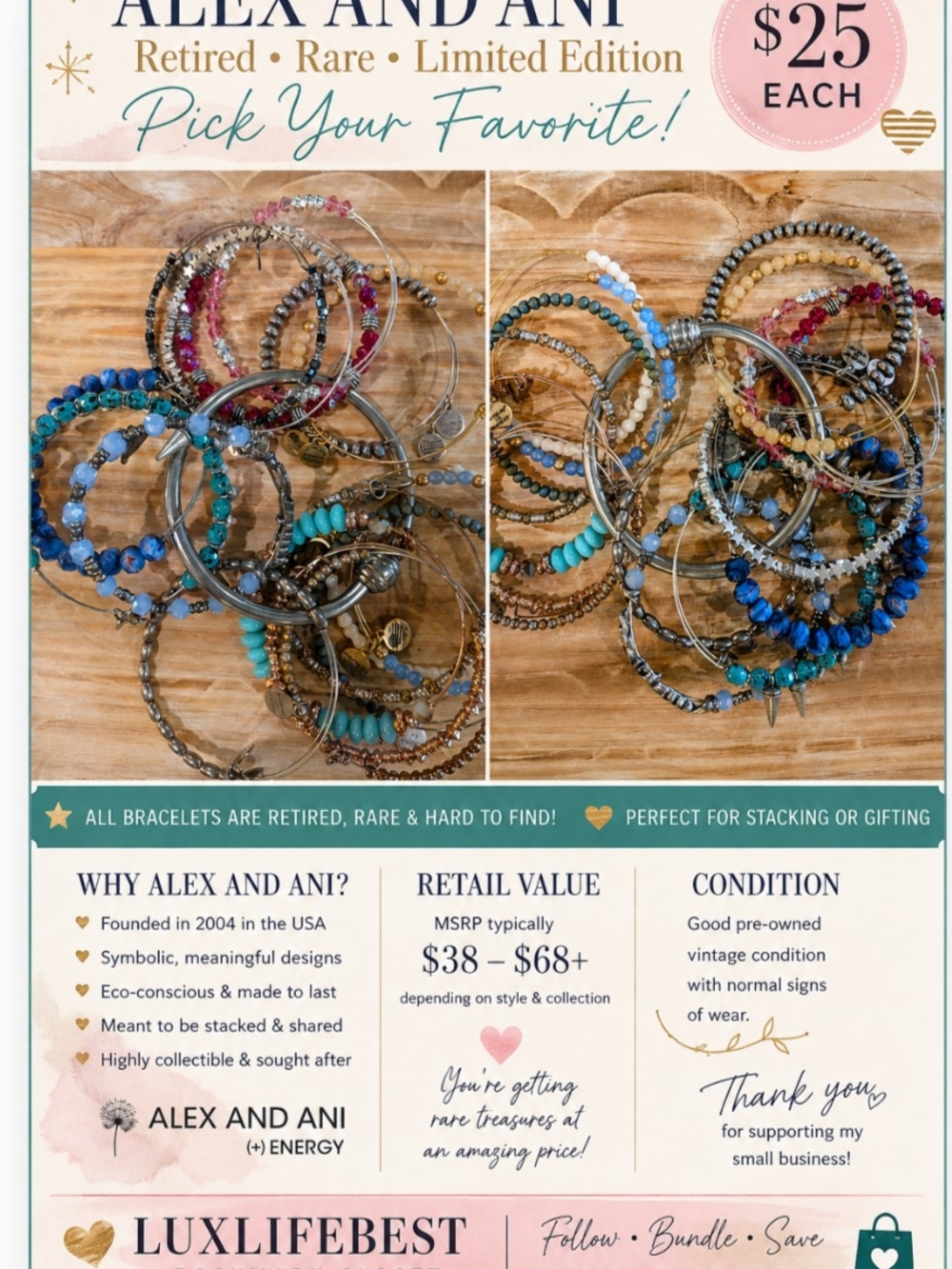 Alex and Ani Blue Cream White And Gold/Copper Pick One